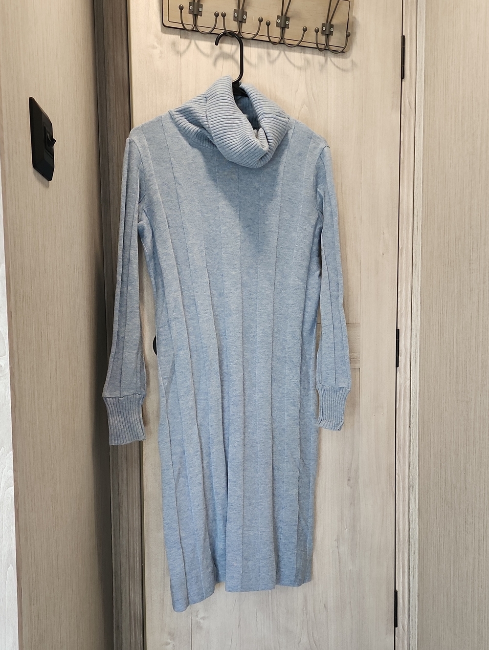 Kimberly Knit Cashmere Turtleneck Sweater Dress | Ribbed Long Sleeve Midi